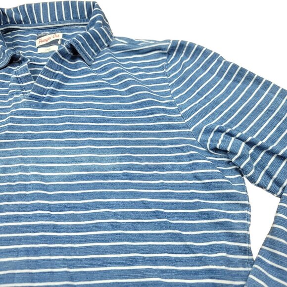 Johnnie-O Hangin Out Men's Medium Striped Polo Shirt Long Sleeve Blue Casual - Picture 4 of 15
